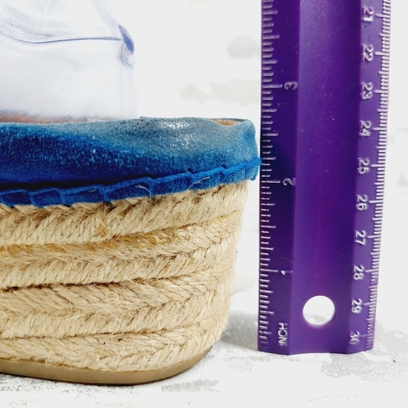 Franco Sarto Bule Leather Slip On Wedge Mules Shoes V470 - Picture 9 of 13